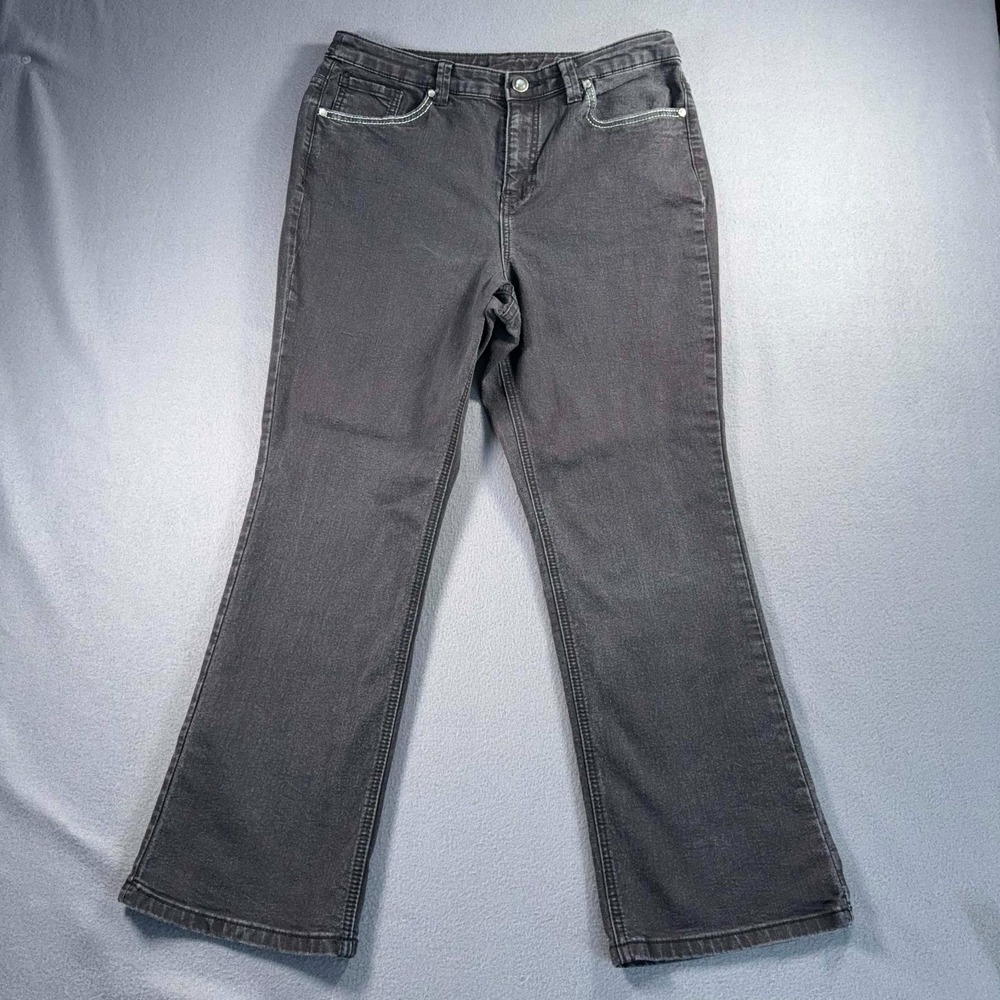 Christopher & Banks Womens‎ Bootcut Jeans 10 Short Black Embellished 32x27.5
